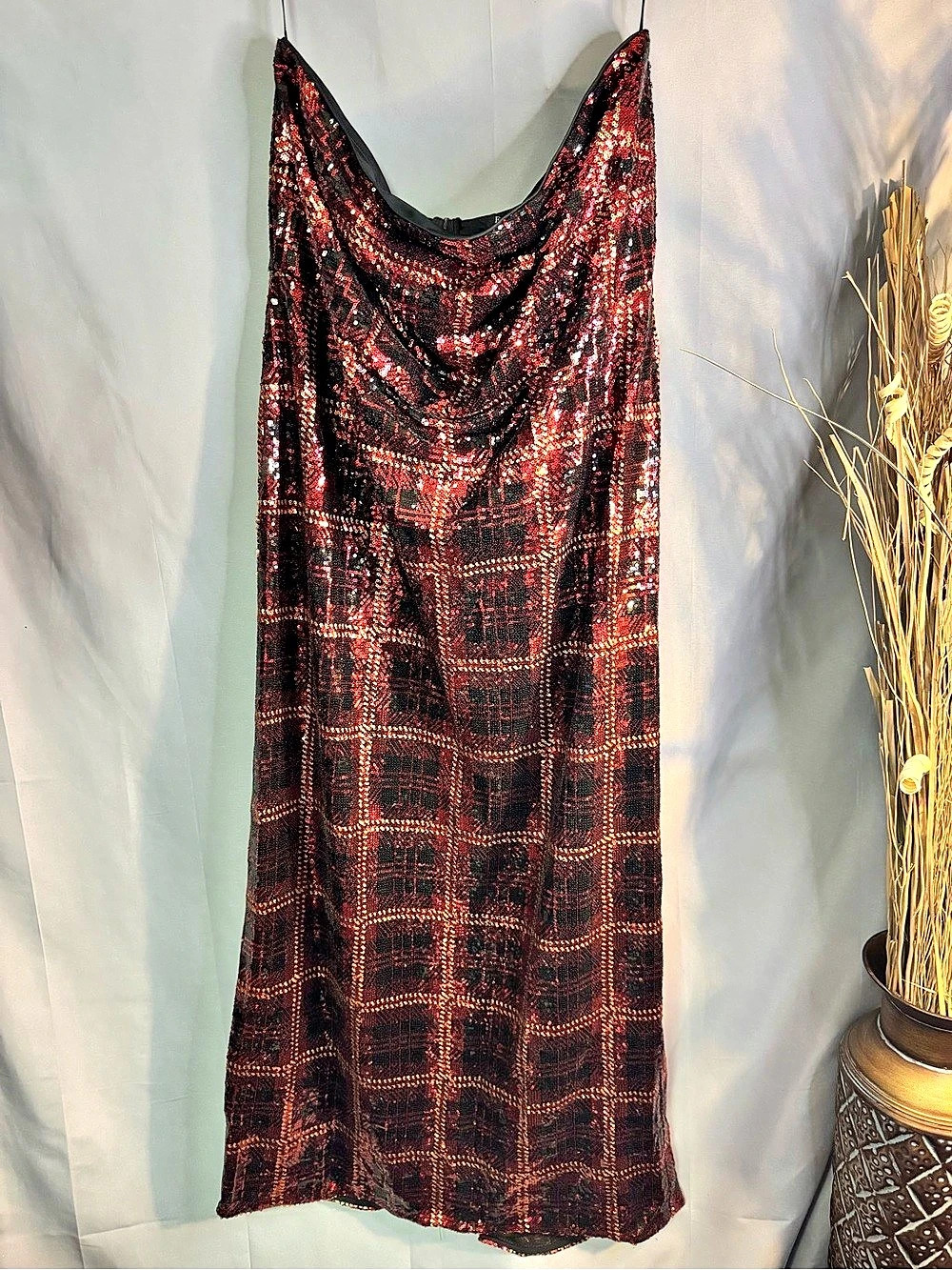 Eloquii Sequin strapless Maxi dress in Black & Red NWT